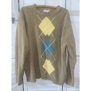 VINTAGE Exacta Men’s Knit 100% Cotton Sweater Argyle Pullover 90s X-Large